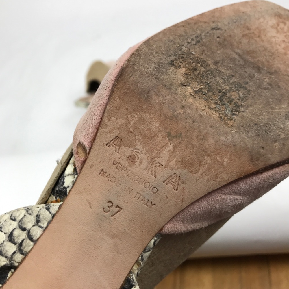 Aska Suede‎ Pink Snakeskin Heels Round Toe 35 - Picture 4 of 6